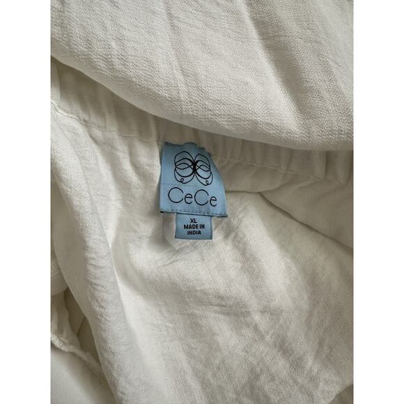 NWT CECE Size XL White Tiered Maxi Dress Coastal Cut Out Back Portrait Beach - Picture 14 of 16